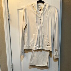 TWISTED HEART Cream Track Pants & Joggers Set